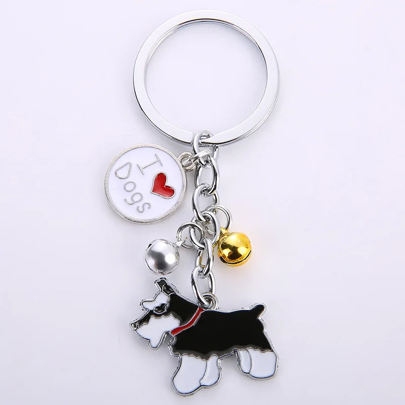 New Popular Cute Metal Dog Key Chain Car For Women Pendant Pet Dog Bell Keychains Jewelry Car Key Ring Party Gift K5222