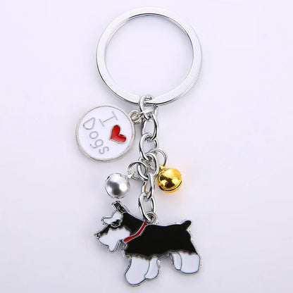 New Popular Cute Metal Dog Key Chain Car For Women Pendant Pet Dog Bell Keychains Jewelry Car Key Ring Party Gift K5222