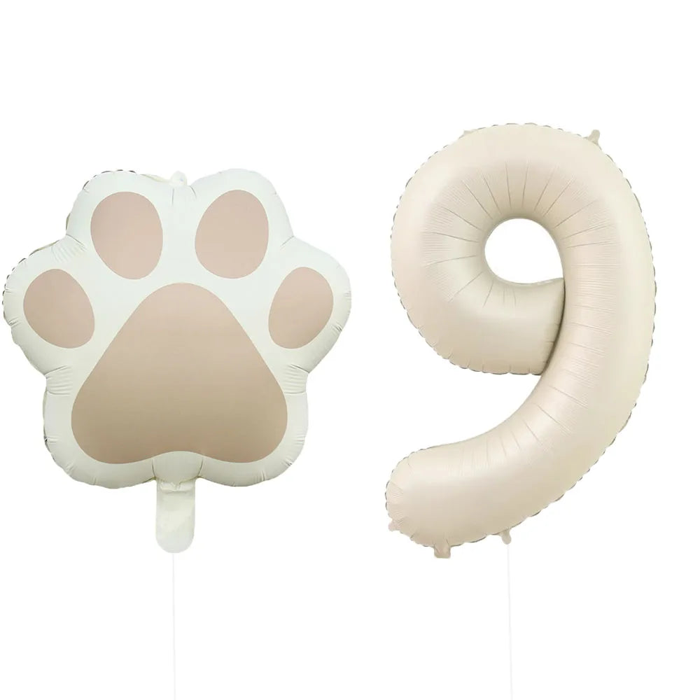 2 Pieces/Set Let us Pawty Big Dog Paws Aluminum Balloons 32 Inch Figure 1 2 3 4 Year Old Birthday Party Decoration Balloon Baby