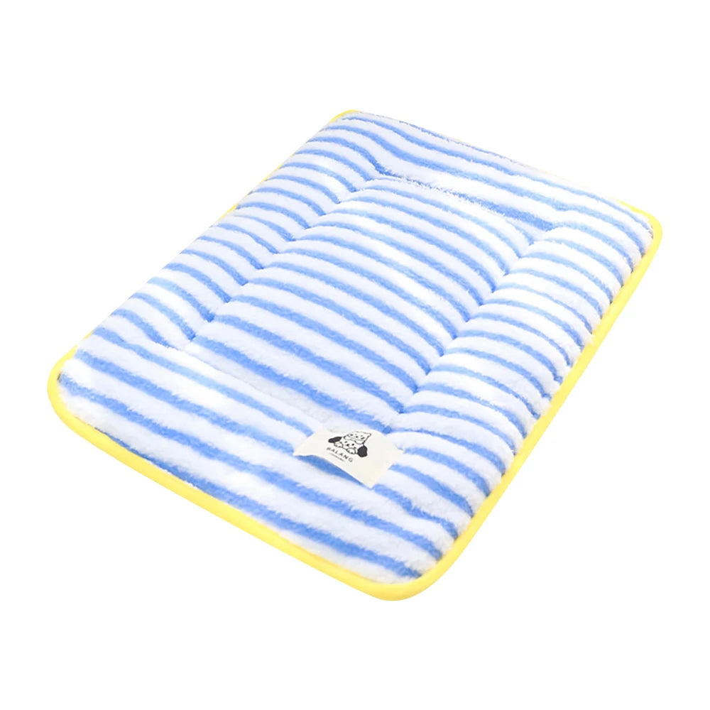 Cozy Flannel Pet Bed Mat - Soft Striped Dog Cat Bed Washable Comfortable Cushion for Small Medium Pets - Stylish Home Decor