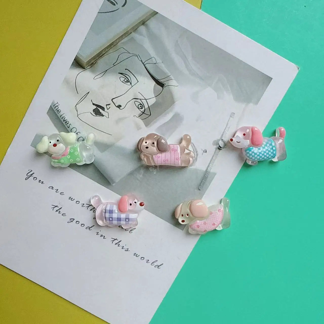 5pcs Cartoon transparent long dog Fridge Magnet Photo Wall message board Bulletin board decoration Magnetic stickers Home Decor