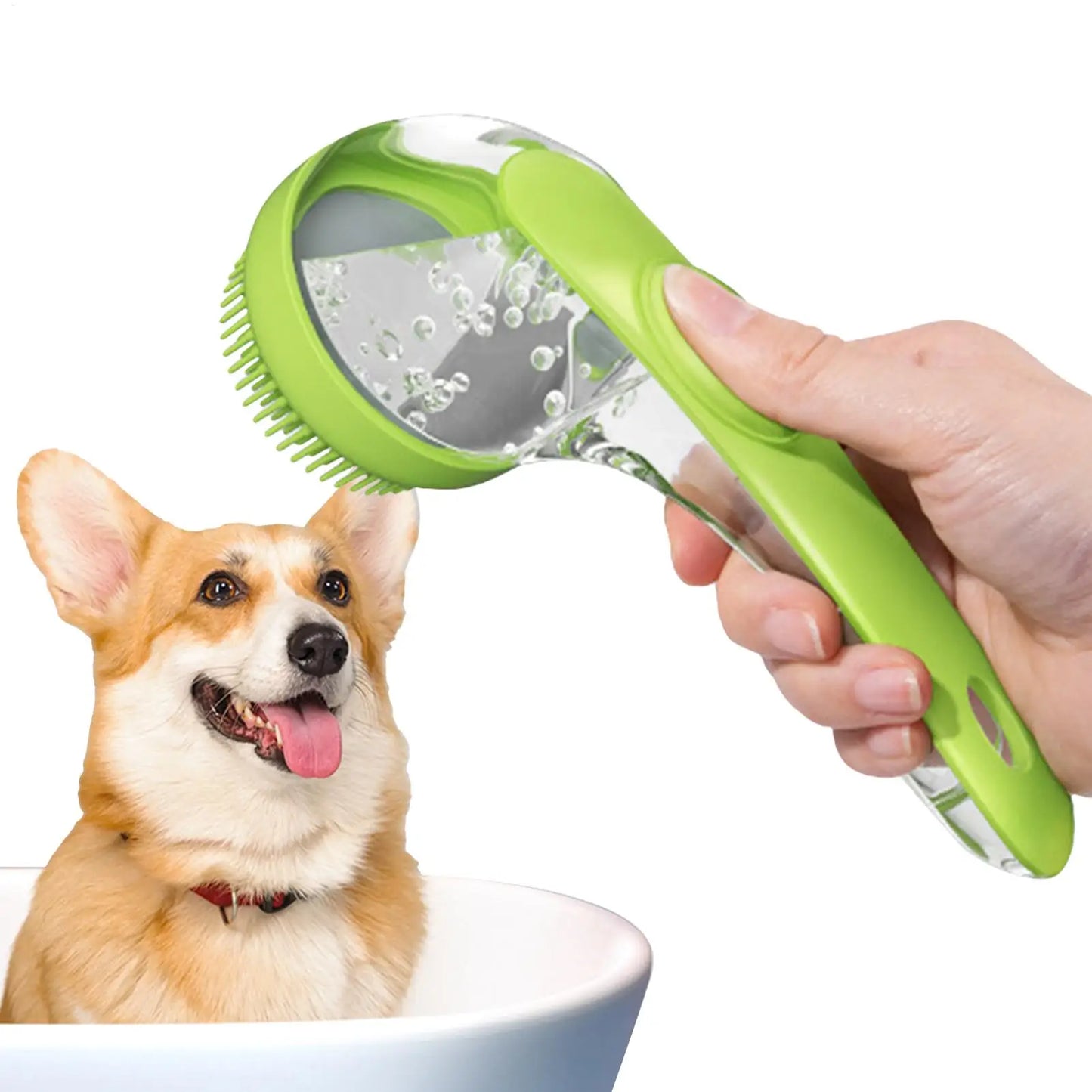 the BATHBREEZE MASSAGE BRUSH - Pet Bath Brush, Bathing Brush for Dog, Bath Gentle Scrub Massager with Soap Dispenser, Portable Washer Tool for Shower Massage