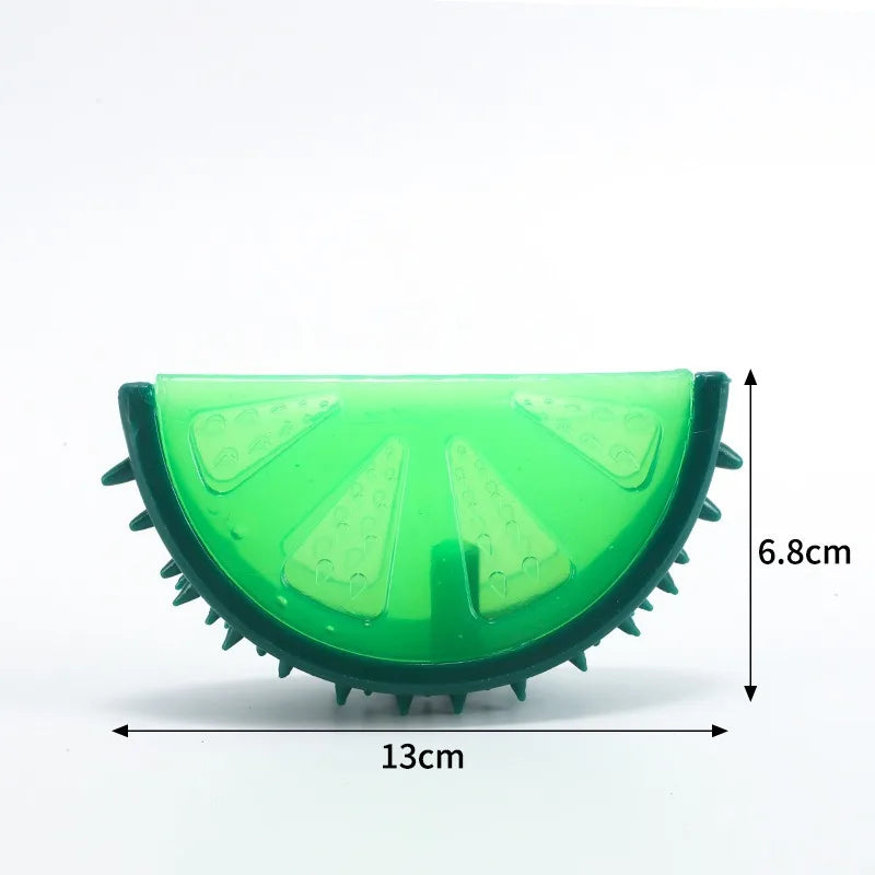 the FRUITFUSION CHEW TOY - Pet Squeaky Chew Toy, Dog Teeth Cleaning Toy, Watermelon Pineapple Lemon Fruit Shape Puppy Bite Resistant Toy, Pet Supplies
