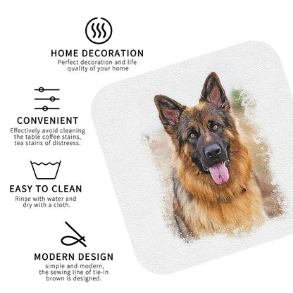 German Shepherd Dog Coasters Kitchen Placemats Non-slip Insulation Cup Coffee Mats For Decor Home Tableware Pads Set of 4
