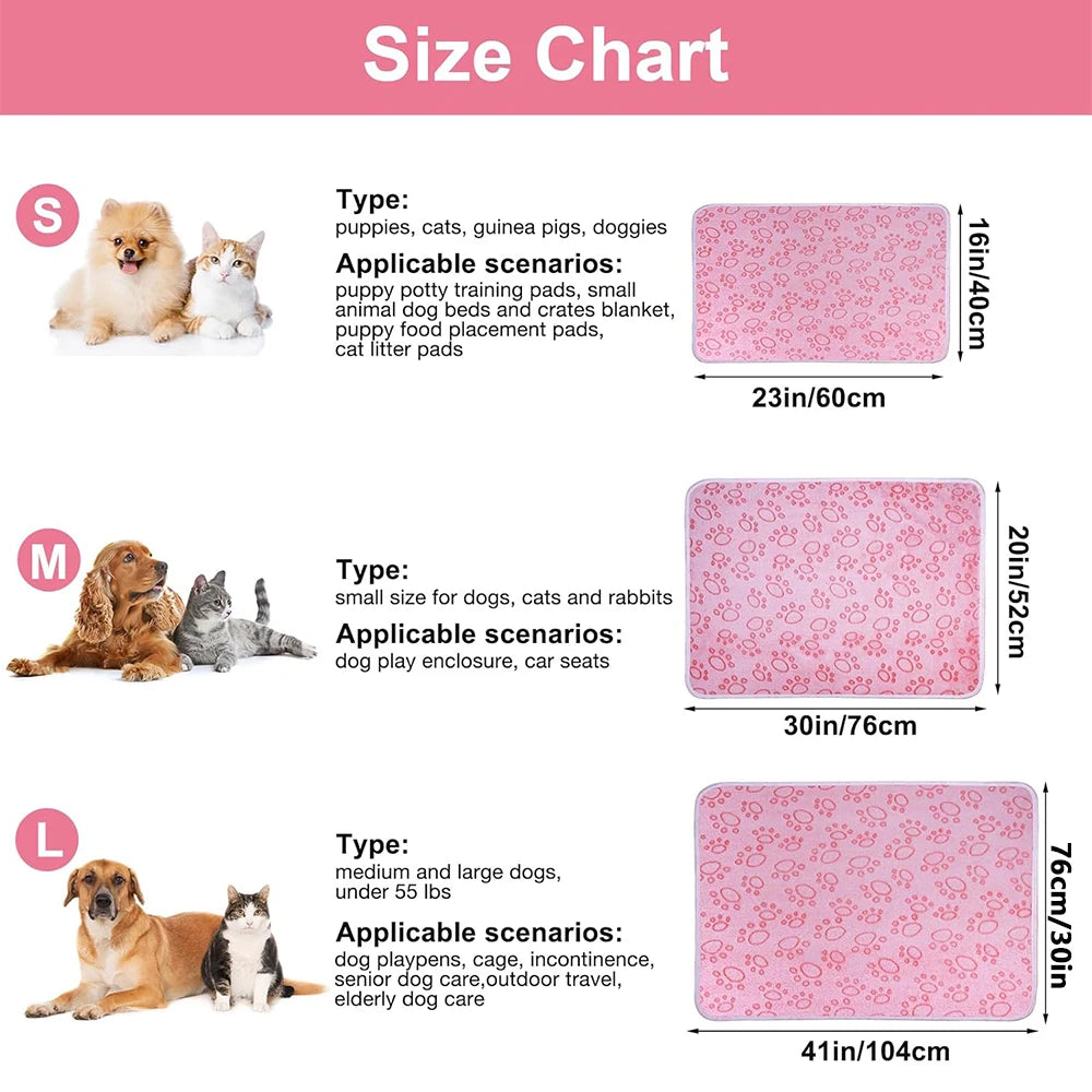 Pink Soft Fluffy Pet Blanket with Paw Print  Warm Comfortable Dog Cat Blanket Mat for Bed or Sofa High Quality Pet Accessories