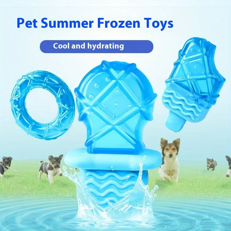 Summer Cool Dog Ice Stick Cooling Pet Supplies Water Injection Frozen Popsicle Dog Teething Toy Set