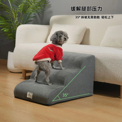 the DOGGY STAIRCASE - Non-Slip Pet Dog/Cat Ramp, Ladder Memory Foam Sponge, Older Dogs Sofa Removable and Washable Training Pet Ramp Stairs, Pet Supplies