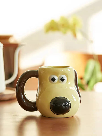 A 520ml large capacity paw dog ceramic mug cartoon creative coffee cup office drinking cup household cup suitable for children's