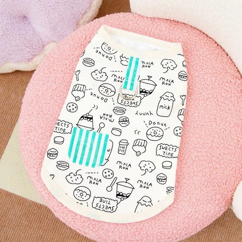 the FOODIEPUP SUMMER TEE - Dog Vest Summer Cartoon Food Graffiti Thin Shirts, Dog Puppy T-Shirt, Cat Clothing, Chihuahua, Cooling Dog Vest, Pet Cat/Dog Clothes