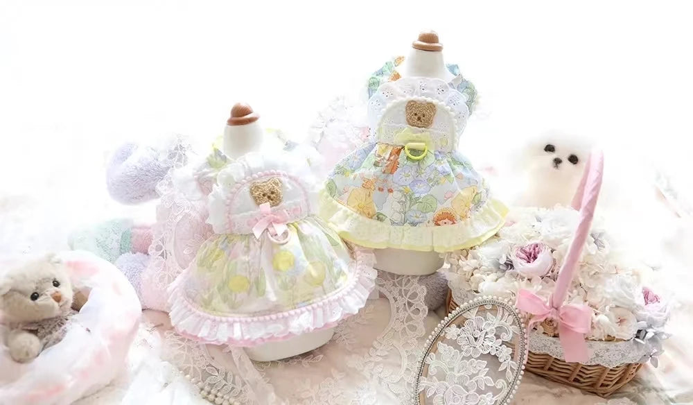 Thin Cat Princess Dress Milk Bear Fructose Lolita Small Dog Teddy Pet Clothes Spring and Summer