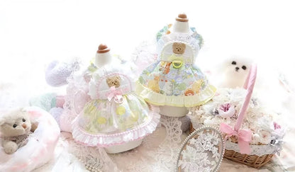 Thin Cat Princess Dress Milk Bear Fructose Lolita Small Dog Teddy Pet Clothes Spring and Summer