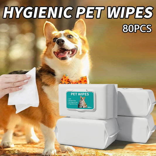 the GRAPE SEED OIL WIPES - 80PCS/Pack Pet Wipes, Disposable Pure Water Formula Pet Care, Dog and Cat Health Cleaning Deodorizing Wipes, Single-Use