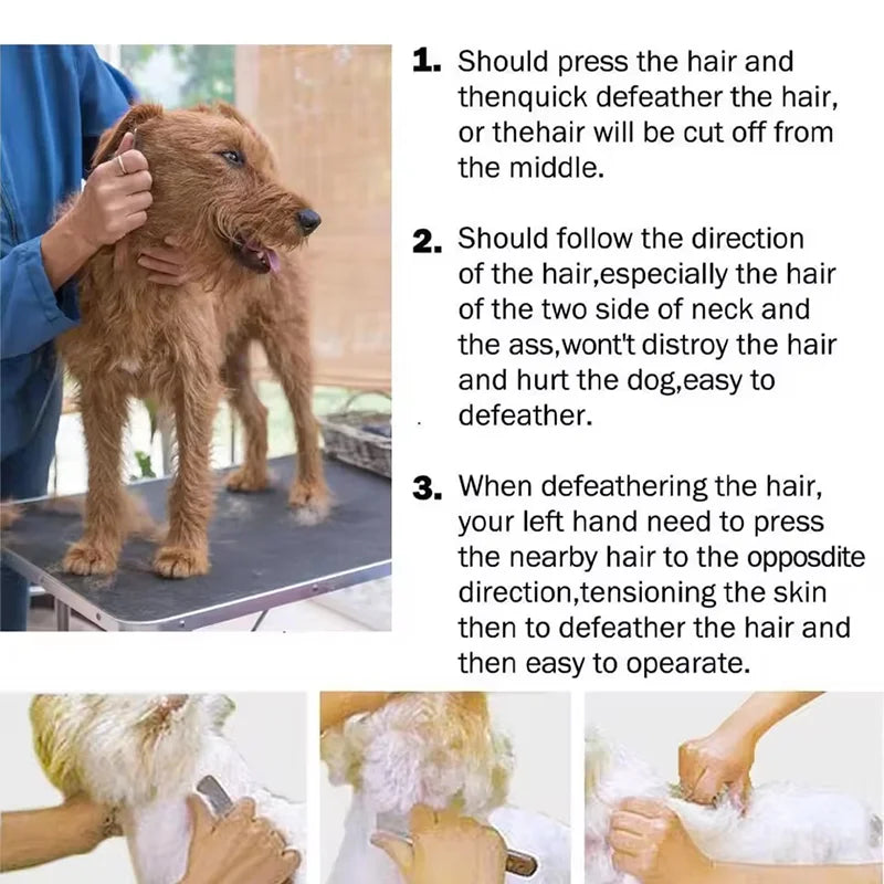 Professional Grooming Dog Comb Stainless Steel Wooden Handle Stripping Knife Pet Hair Remover Pluck Excess Undercoat accessories