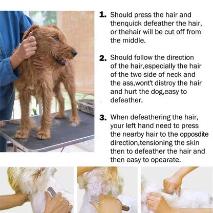 Professional Grooming Dog Comb Stainless Steel Wooden Handle Stripping Knife Pet Hair Remover Pluck Excess Undercoat accessories