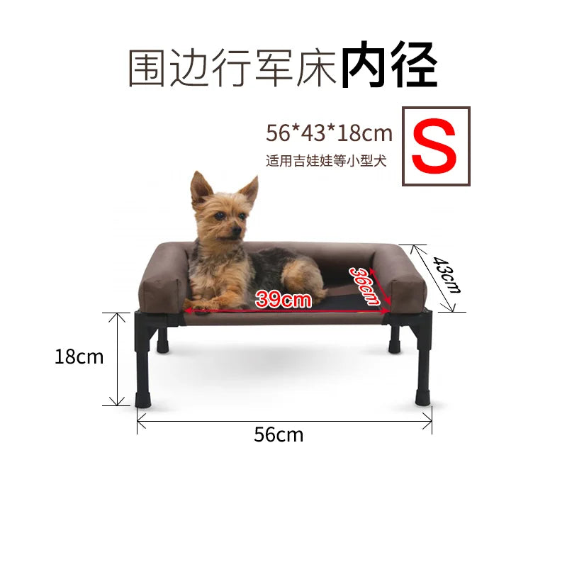 Large Elevated Cooling Dog Bed Portable Anti-Chewing Outdoor Kennel with Non-Slip Foot Rest Pet Bed