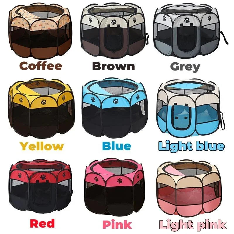 the DOGGY PLAYPEN - Portable Foldable Pet Tent Kennel, Octagonal Fence Puppy Shelter, Easy to Use Outdoor Easy Operation Large Dog Cages, Cat Fences