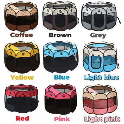 the DOGGY PLAYPEN - Portable Foldable Pet Tent Kennel, Octagonal Fence Puppy Shelter, Easy to Use Outdoor Easy Operation Large Dog Cages, Cat Fences