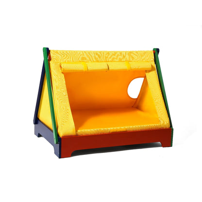 Wooden Pet Tent House - Washable Dog Bed for Small Dogs, Cat House with Removable Cover, Cozy Pet Tent for Indoor/Outdoor Use