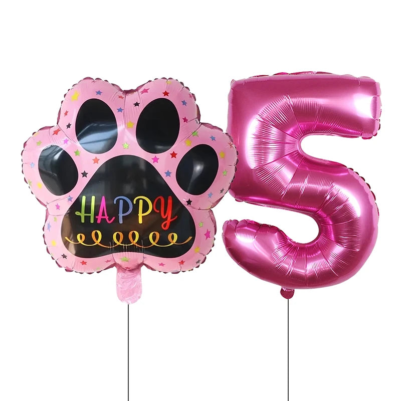 2 pieces/set Let us Pawty Big Dog PAWS Aluminum Balloons 30 inch figure 1 2 3 4 year old birthday party decoration Balloon Baby