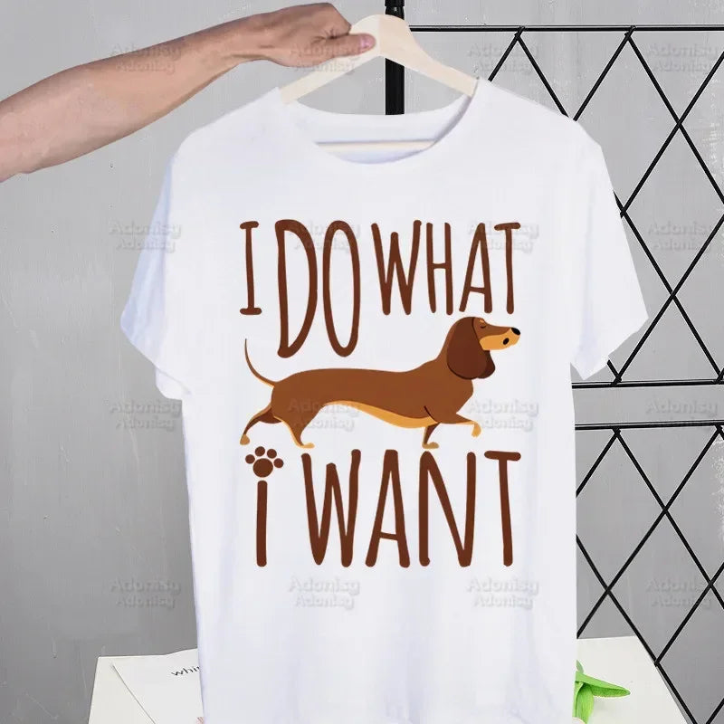 the DACHSHUND DOG CLUB - Anatomy Dachshund Dog - I Do What I Want T-Shirt, Men Retro Washed Tops Tees, Harajuku T-Shirt Streetwear Hip Hop Male T-Shirts