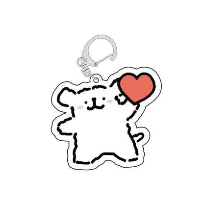 Cartoon Little White Dog Key Chain Cute Acrylic Maltese Dog Bag Pendant Micro Landscape Decoration Key Ring Jewelry Wholesale