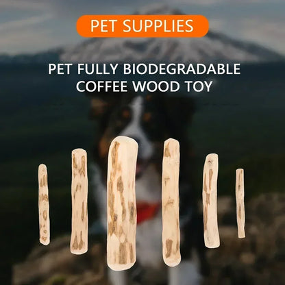 Durable Coffee Wood Chew Stick for Dogs - Natural Anxiety Relief & Teeth Cleaning Pet Toy
