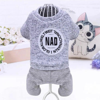 Pet clothing, dog four-legged hoodie, new autumn and winter Pomeranian Teddy with fleece Corgi Bichon Frise puppy clothing