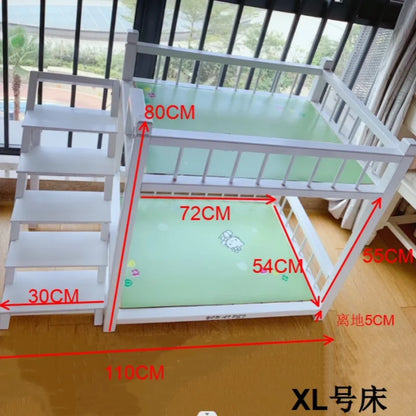 the DOGGY BUNKBED - Dog Bed, Solid Wood Princess Bed, Dog/Cat Under Pet Bunk Bed, High and Low Off the Ground Moisture-Proof Cat Kennel/Dog Kennel