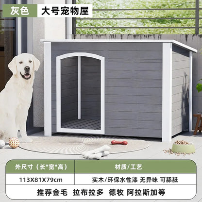 the GOOD DOG DOGHOUSE - Large Dog Kennel, Outdoor Semi-Enclosed Kennel, Winter Outdoor Doghouse, Rainproof and Cold-Proof Luxury Dog Villa