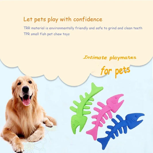 New 1PC Rubber Puppy Toy Fish Bone Shape Chewable Teething Dog Toy Bite Resistant Pet Supplies Random Color