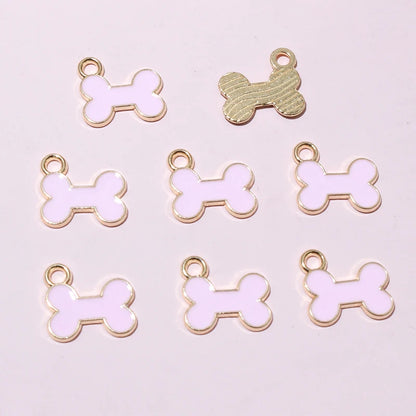 20pcs 12x13mm Enamel Bone Charms Pendant Small Cute DIY Jewelry Making Accessories for Bracelet Earrings Keychains