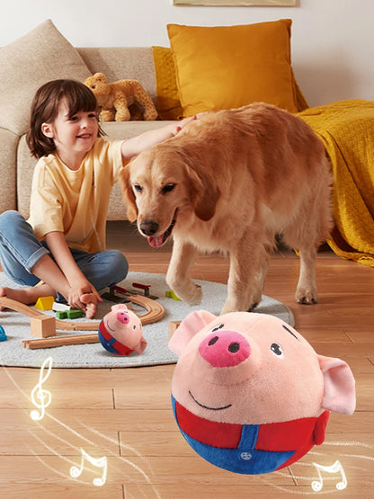 Plush Automatic Bouncing Toys Bite Resistant Funny Interactive Squeaky Toys Talking Self-Moving for Small Medium Dogs