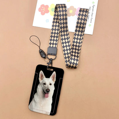 Cat and dog pattern Bank Credit ID Card Student Bus Card Holders Storage Protective Shell Pendant