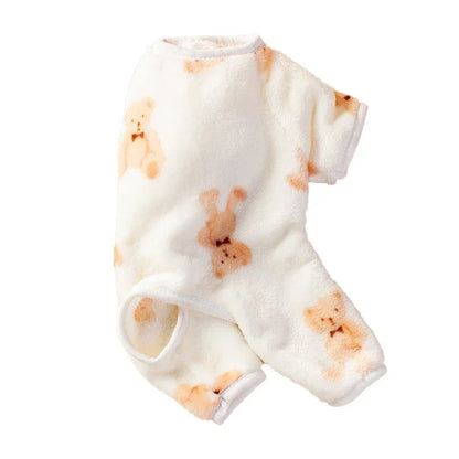 Pet Autumn Winter Pajamas Puppy Cute Bear Jumpsuit Dog Plush Jacket for Small Medium Dogs Cats Clothes Chihuahua Teddy Costumes