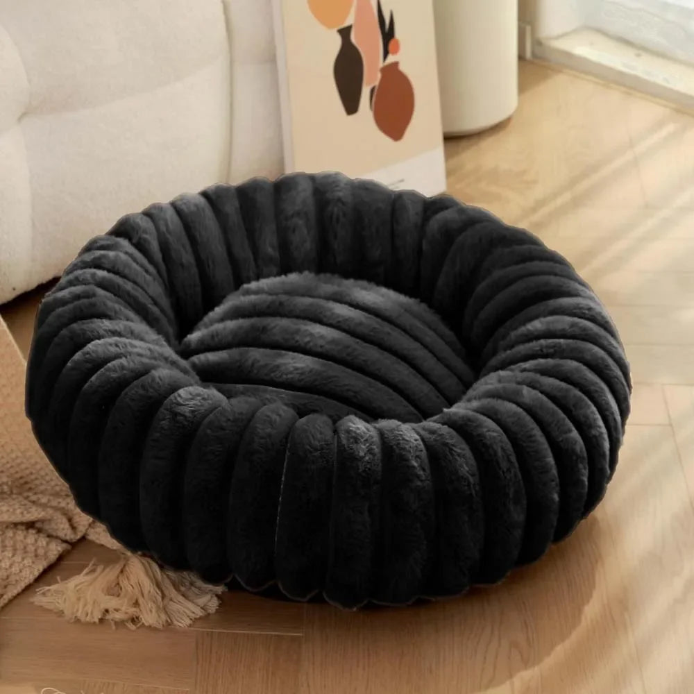 Winter Pet Kennel Round Rabbit Plush Padded Soft, Comfortable and Warm Fashion Solid Color Cat and Dog Mattress Pet Pad