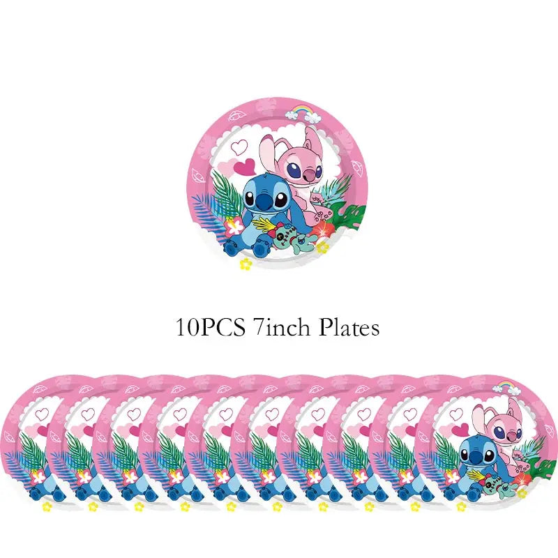 Disney Lilo Stitch Birthday Party Decoration Kids Stitch Theme Tableware Set Angel Balloons Happy Banner Supplies For Girl Favor