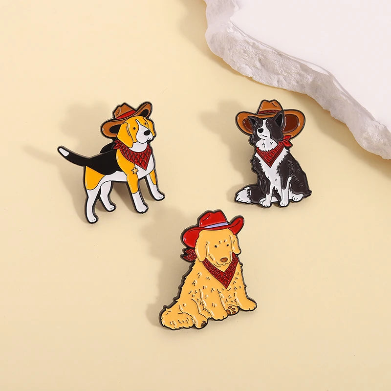 Cute Golden Retriever Border Collie Beagle Collie Enamel Pin Cartoon Pet Dog Animal Brooch Lapel Badge Jewelry Gifts For Friends
