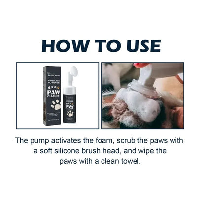 the PAW CLEANER - Dog/Cat Feet Cleaner, Pet Foot Cleaner, Foam Rinse-Free Puppy Paw Cleaner, Foam for Cute Cats for Foot Cleaning, Silicone Brush