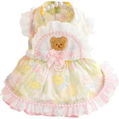 Thin Cat Princess Dress Milk Bear Fructose Lolita Small Dog Teddy Pet Clothes Spring and Summer