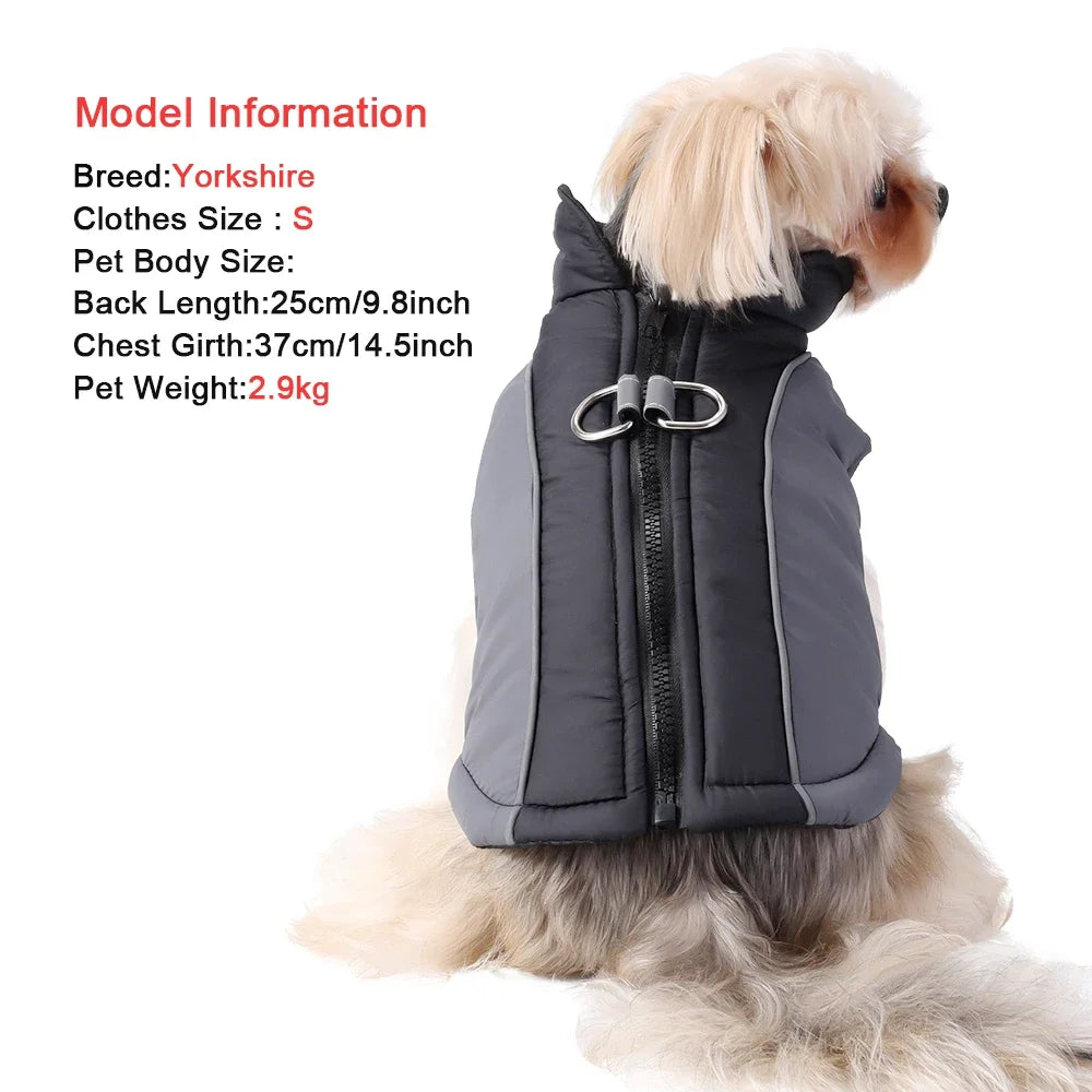 Waterproof Pet Vest Coat For Winter Warm Dog Jacket For Small Meidum Dogs Reflective Puppy Outfits With D-ring Chihuahua Apparel