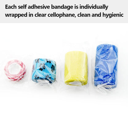 12 Rolls Self Adherent Bandage Elastic Bandage Self Adhesive Bandage Vet Wrap for Dog Cat Horse Pet Animals Ankle Sprains
