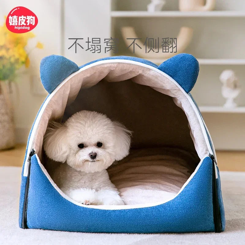 Dog Kennel Warm In Autumn and Winter Removable and Washable House Type Closed Indoor Large Space Cat Fighting Mat