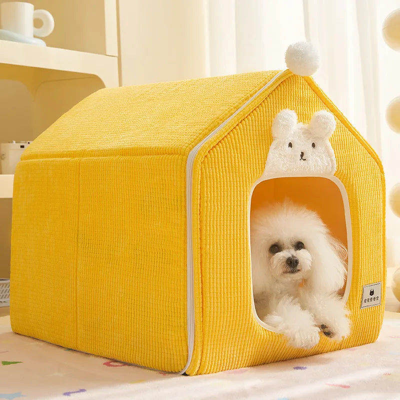 Detachable Pet House Winter Cartoon Bear Warm Cat House Suitable Small Medium Sized Dogs Cats Dog Nests and Caves Pet Supplies