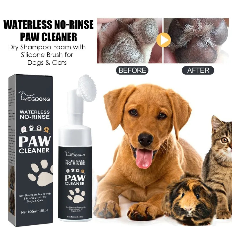 the PAW CLEANER - Dog/Cat Feet Cleaner, Pet Foot Cleaner, Foam Rinse-Free Puppy Paw Cleaner, Foam for Cute Cats for Foot Cleaning, Silicone Brush