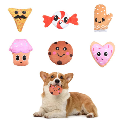 Afternoon tea dessert series sound plush dog toys containing loud paper tape BB called interactive play pet supplies
