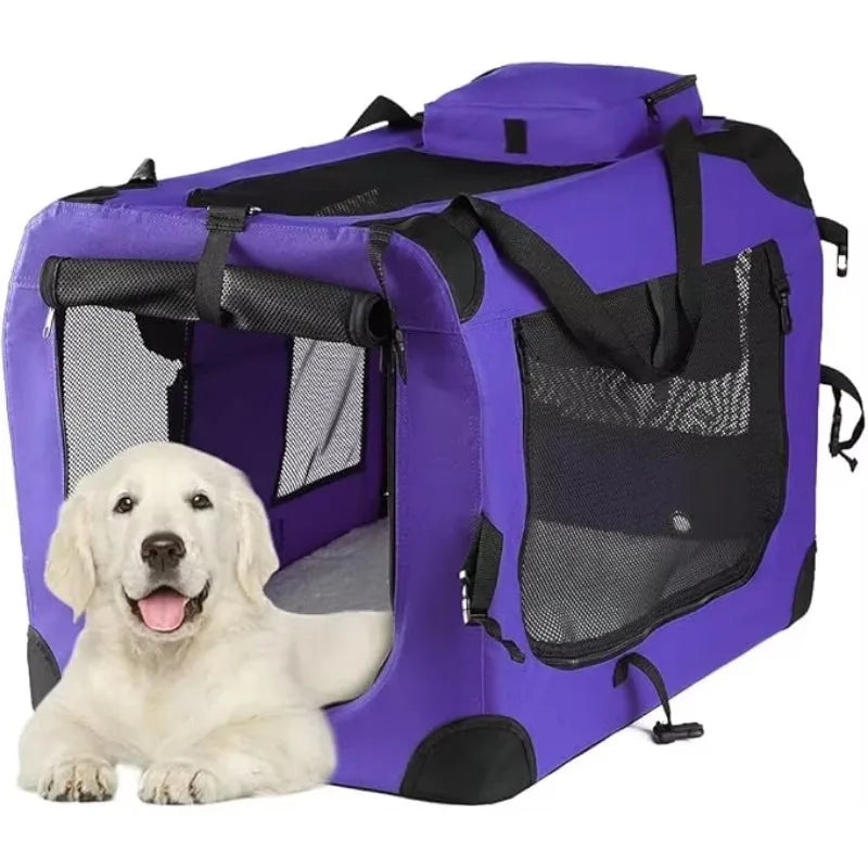 Medium Large Capacity Pet Car Crate Portable Carrier Zipper Closure Breathable Nest for Dogs Folding Dog Cage for Car