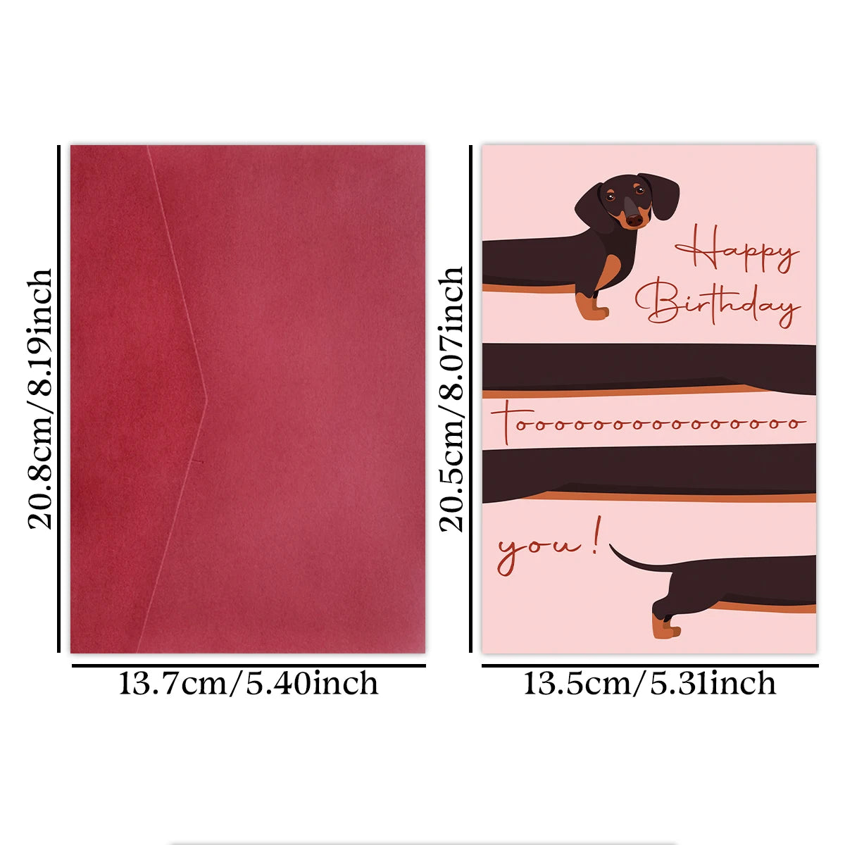 1pc Whimsical Dachshund Dog Happy Birthday Greeting Card With Envelope,For Dog Lovers,Friend,Blank Inside,Party Decor,Gift Card