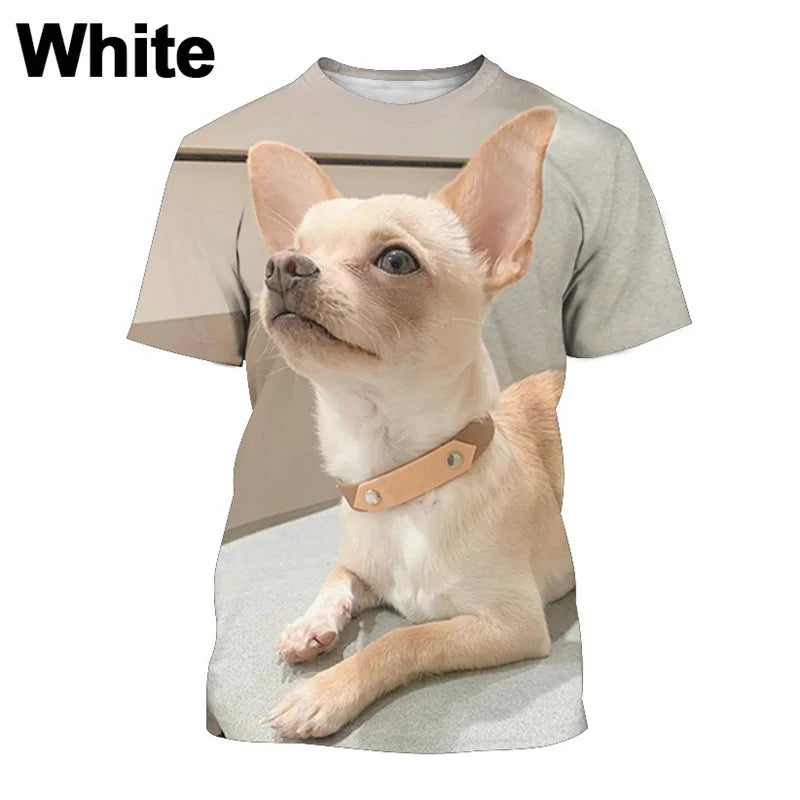 the CHIHUAHUA CLUB - Chihuahua Dog T-Shirt, Men's Tops - 3D Canis Lupus Familiaris Printed Tee Shirts, Funny Kids Short Sleeve Cute Doggy/Puppy T-Shirt