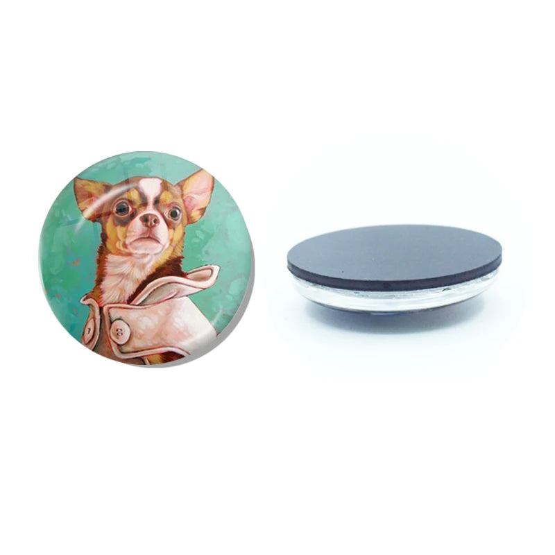 New Chihuahua Magnet Fridge Stickers Decoration Home Refrigerator Decor Glass Dome Crystal Souvenir