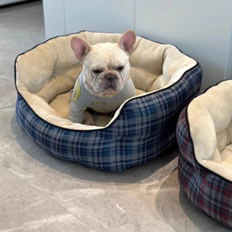 Deep Sleep Dog House High Back Warm Donut Bed for Small Medium Dogs Thick Plush Winter Bed for Teddy French Bulldog Puppies Cats